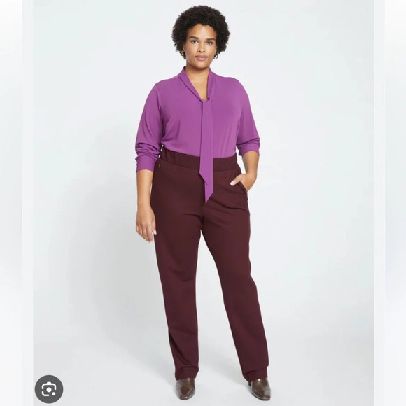 NWT Universal Standard Smart Signature Ponte Pants Long Black Cherry Plus size - Picture 1 of 12